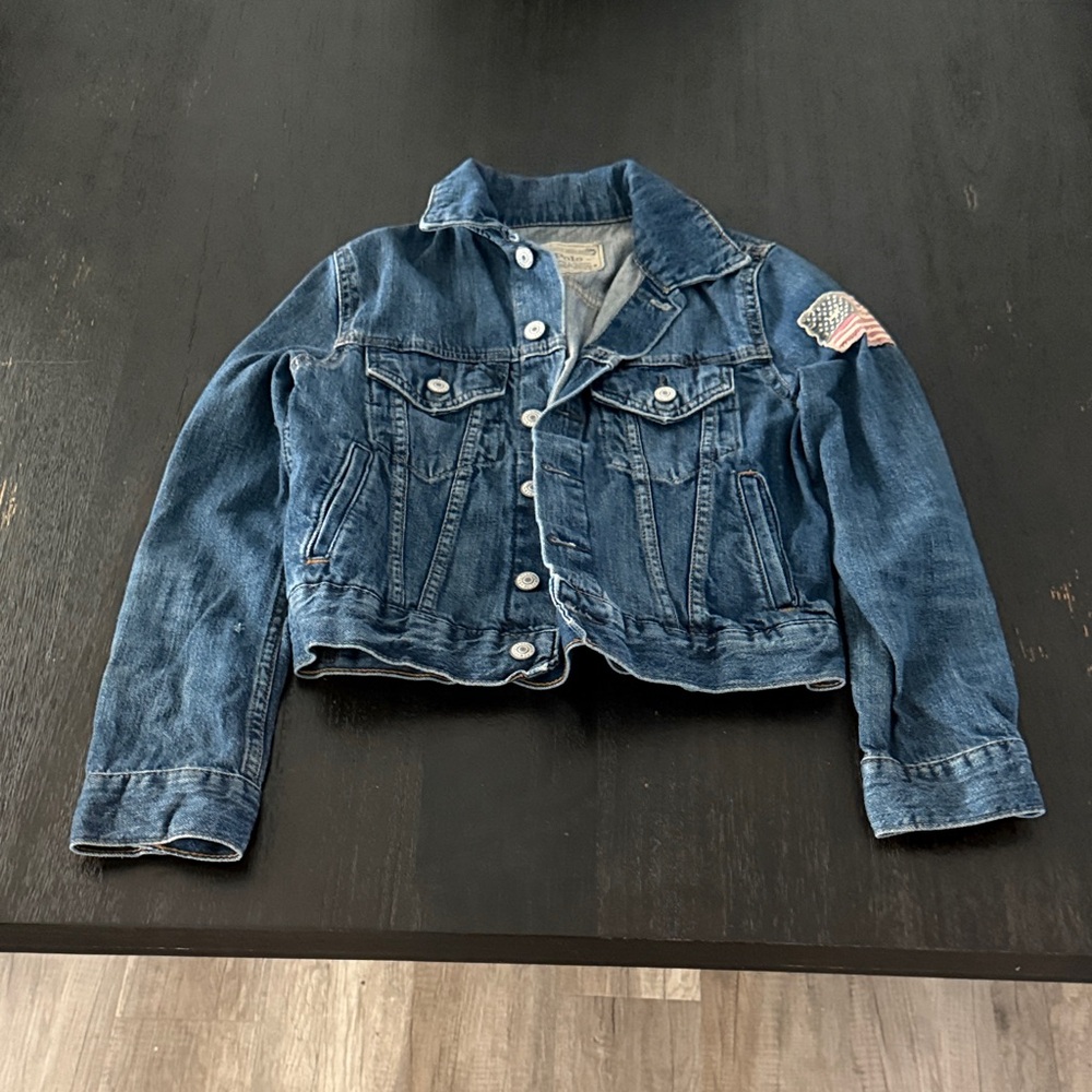 Ralph Lauren Blue Denim Jacket with Flag Patch